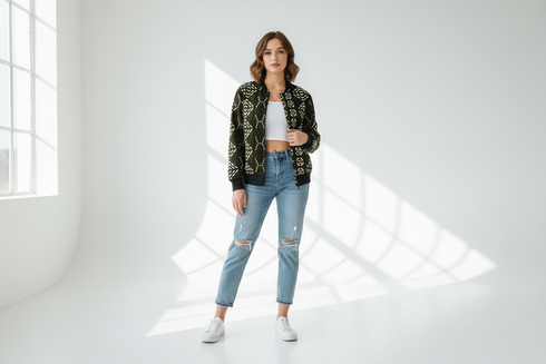 DUMISA Goldloom Bold Batik/Adire Adult UNISEX Bomber Jacket Only