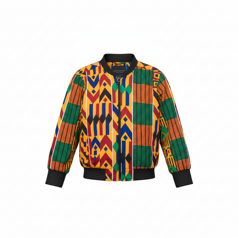 DUMISA Ankara Goldloom Bold African Print UNISEX Adult Bomber Jacket Only