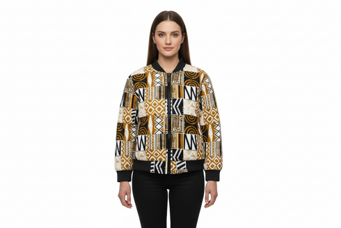 DUMISA Goldloom Bold Batik/Adire Adult UNISEX Bomber Jacket Only