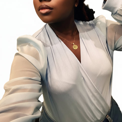 VITALITY OWIA KOKROKO Necklace and Earrings Set - Adinkra Necklace & Earrings Set Stainless Steel