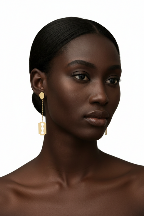EDGE Gold Minimalist Stainless Steel Blade Drop Statement Earrings Only – Geometric Modern Dangle Earrings, Lightweight Bold Fashion Jewelry for Women, Gift for Her