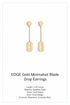 EDGE Gold Minimalist Stainless Steel Blade Drop Statement Earrings Only – Geometric Modern Dangle Earrings, Lightweight Bold Fashion Jewelry for Women, Gift for Her