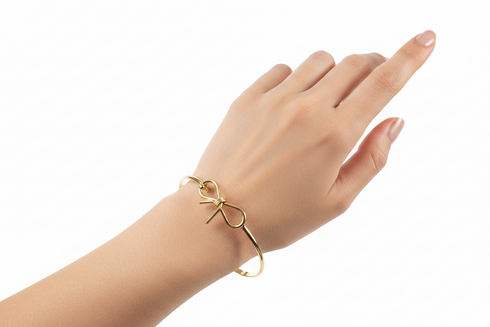 ELEGANCE delicate bow knot gold cuff timeless minimalist design bangle bracelet only