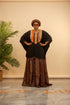 EOS African Adire Silk Crepe and Aso Oke Woven Traditional Fabric Boubou Kaftan Dress With Matching Headwrap Set - 2 pieces Boubou Set