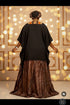 EOS African Adire Silk Crepe and Aso Oke Woven Traditional Fabric Boubou Kaftan Dress With Matching Headwrap Set - 2 pieces Boubou Set