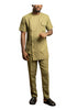 ESARO Handmade Short Sleeve Asymmetrical Caftan and Pants Set