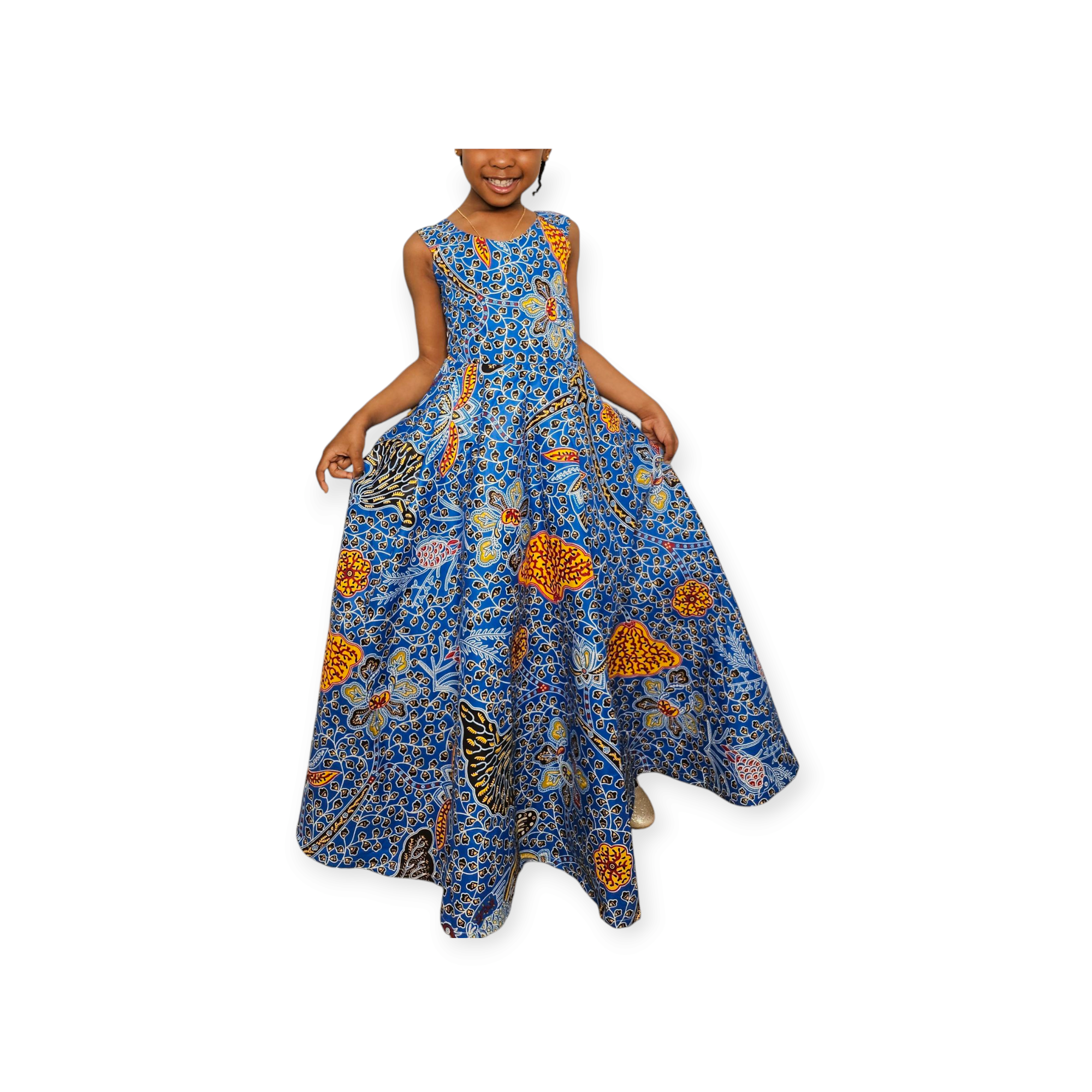black dress shirt blue tie Isioma African Print Maxi Dress
