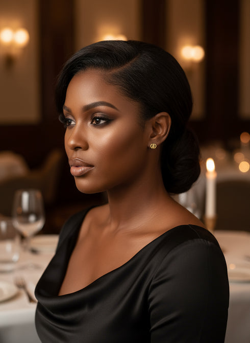 SUPREME GYE NYAME Adinkra Eternal Faith Gold Stud Earrings – Minimalistic Handmade Women’s Jewelry