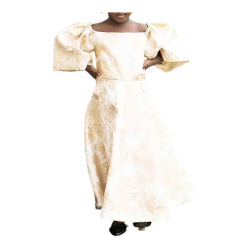 FANTA Short Golden Grace Twirl Serenity Brocade Dress for Girls