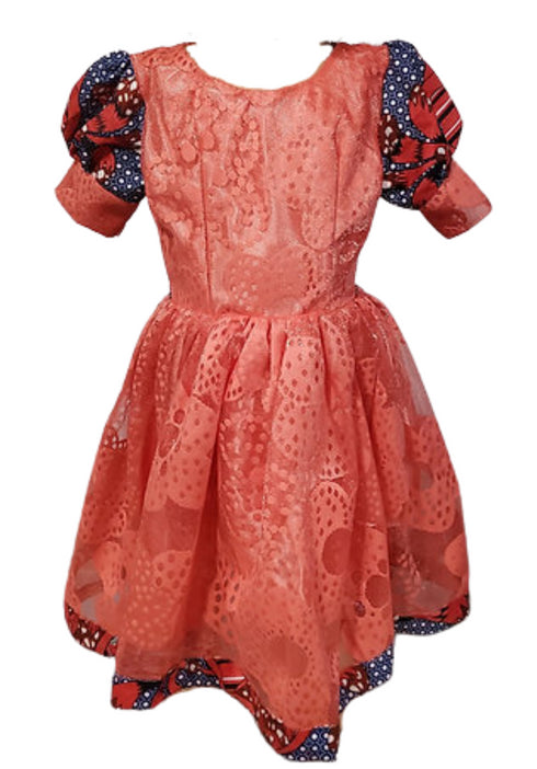 Fosuwaa Floral Lace and Print overlay Girl dress