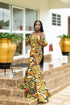 GIMBIYA Long Majestic Rose Flower Pattern Mermaid Ankara Dress