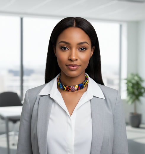 Geo-Tribal Button Choker Ankara Necklace