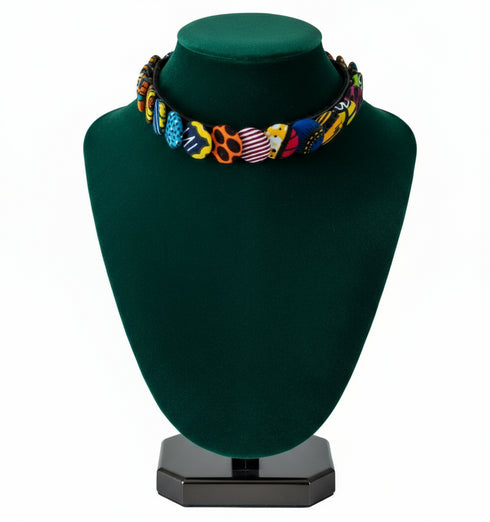 Geo-Tribal Button Choker Ankara Necklace
