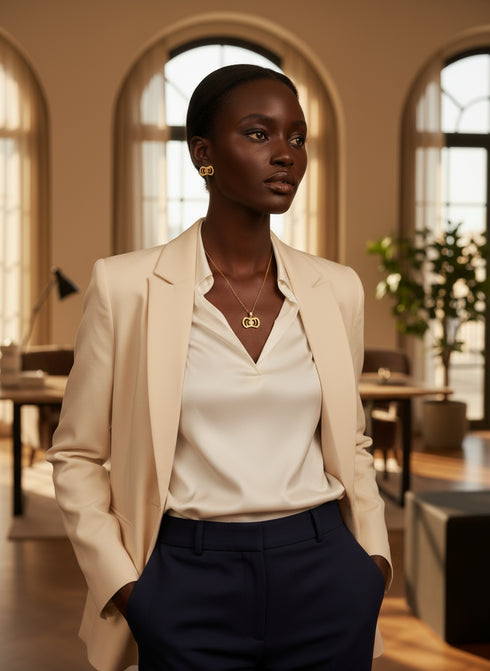 ETERNAL Grace GYE NYAME Adinkra Necklace and Earrings Set – African Stainless Steel Jewelry for Women