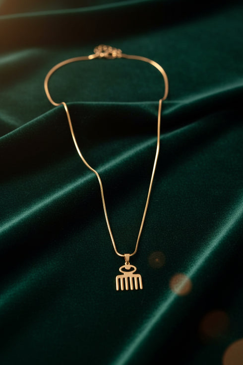 HERITAGE DUAFE adinkra symbol gold stainless steel necklace Only