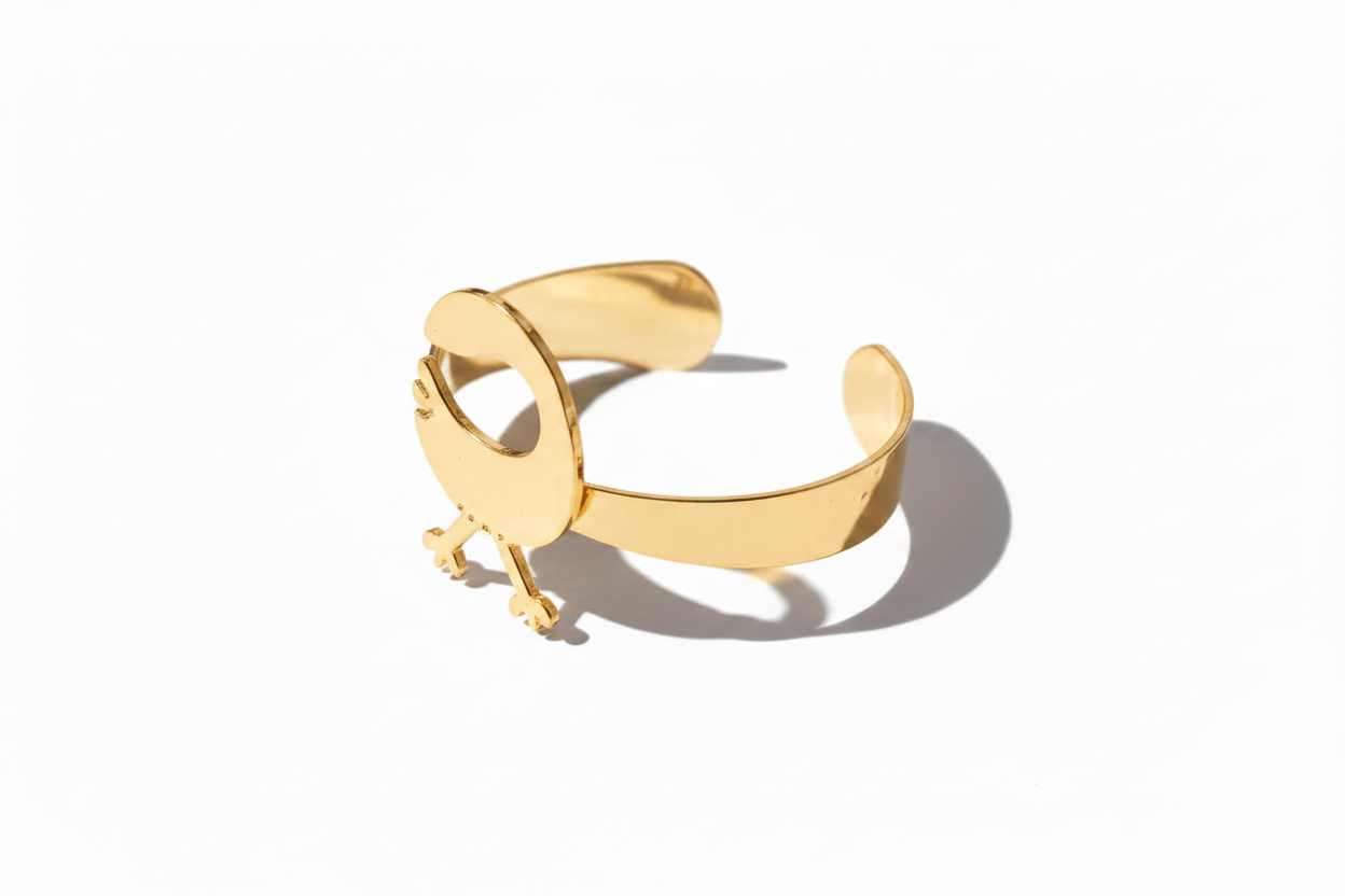 HERITAGE SANKOFA Adinkra stainless steel open cuff Gold bangle bracelet only