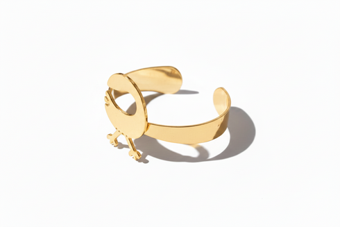 HERITAGE SANKOFA Adinkra stainless steel open cuff Gold bangle bracelet only