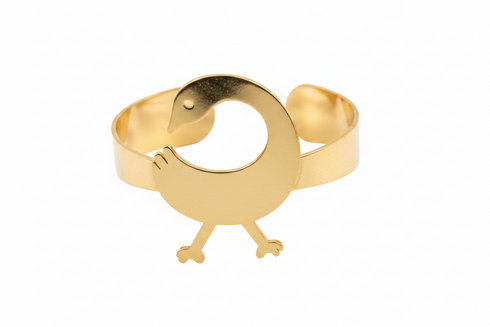 HERITAGE SANKOFA Adinkra stainless steel open cuff Gold bangle bracelet only