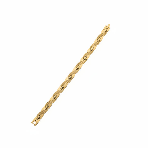 Gold bracelet on a marble surface