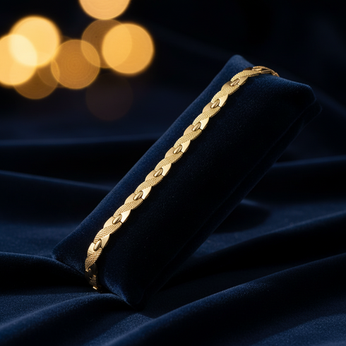 HERITAGE WAVE textured oval link gold tone stainless steel MEN non fade bracelet only