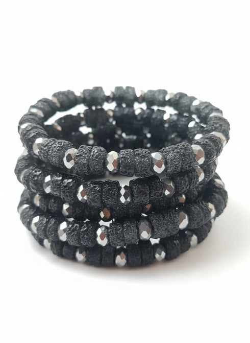 Amina Crystal Frost and Amethyst Bead Bracelet only Set