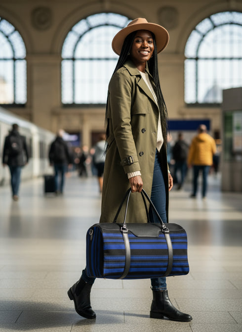 ADOM Kente Fugu Aso-Oke Duffle Bag – Handmade African Travel Weekender
