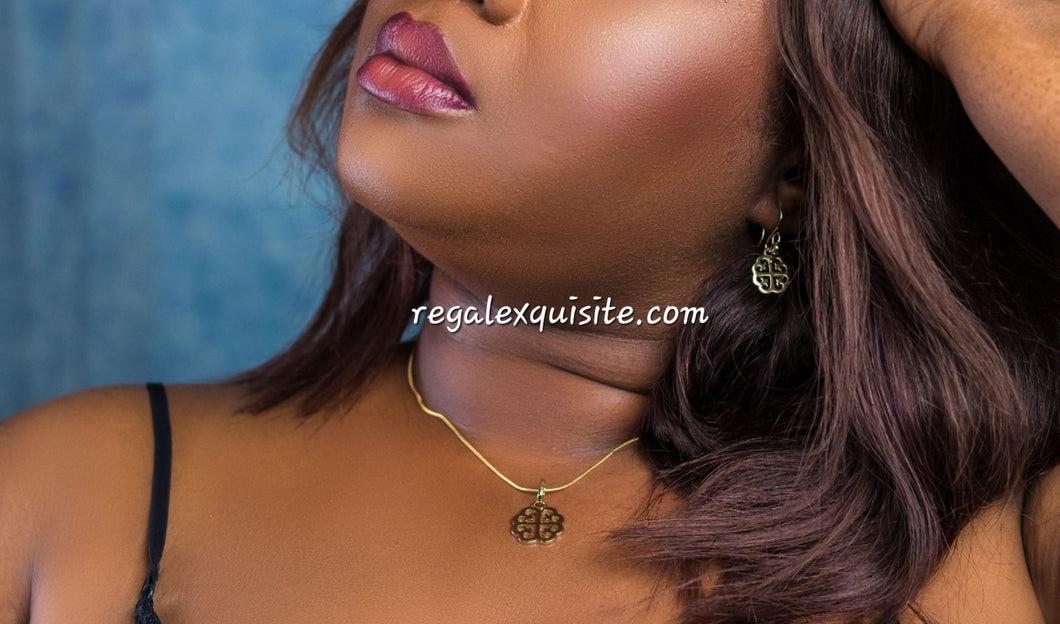 Nyame Dua Earrings and Necklace Set