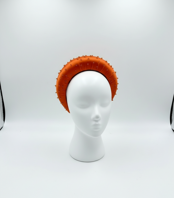 ZARINA Luxury Satin Beaded Handmade Padded Crown Headband - Hair Accessory