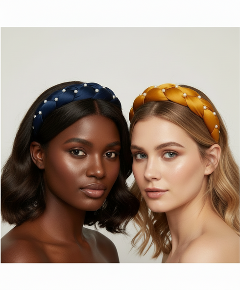 Aisha's Pearls Braided Majesty Satin Headband