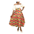ISATA Long Blossom Twirl Off-shoulder Harmony Ankara & Silk Dress