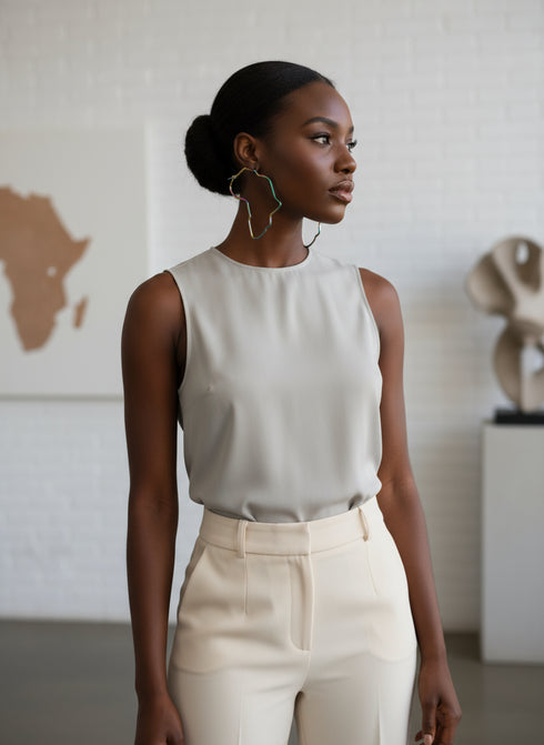 AURORA Iridescent Rainbow Dream AFRICA Map Outline Hoop Earrings – Stainless Steel