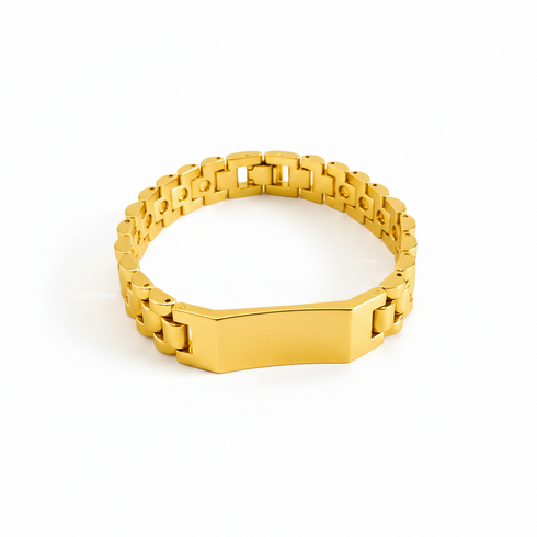 LEGACY Gold and silver sleek rectangular plate polished stainless steel non fade MEN bracelet Only