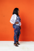 LULU Organza & Ankara Ruffle Top with Fitted Pants for Women