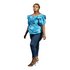 Liora Azure Ankara Peplum Top Set for Women – Ruffle Sleeve African Print Blouse - Top Only