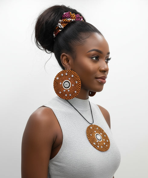 Mandala Majesty Accessory Set - Ankara Earring and Necklace Set