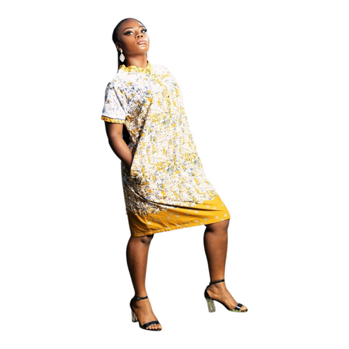 Marisela Women Abstract Ankara Shift Dress – Elegant African Everyday Wear