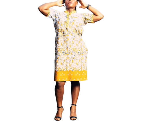 Marisela Women Abstract Ankara Shift Dress – Elegant African Everyday Wear