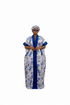 NIAZMINA Luxury Damask Brocade and Cotton Aso Oke African Boubou Kaftan Maxi Dress With Matching Headband and Adjustable Inner Belt - 2 piece Boubou set