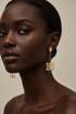 NOBLIS WO FORO DUA PA A Gold Adinkra Stainless Steel Drop Earrings Only – Geometric African Heritage Statement Earrings, Support Symbol Jewelry for Women