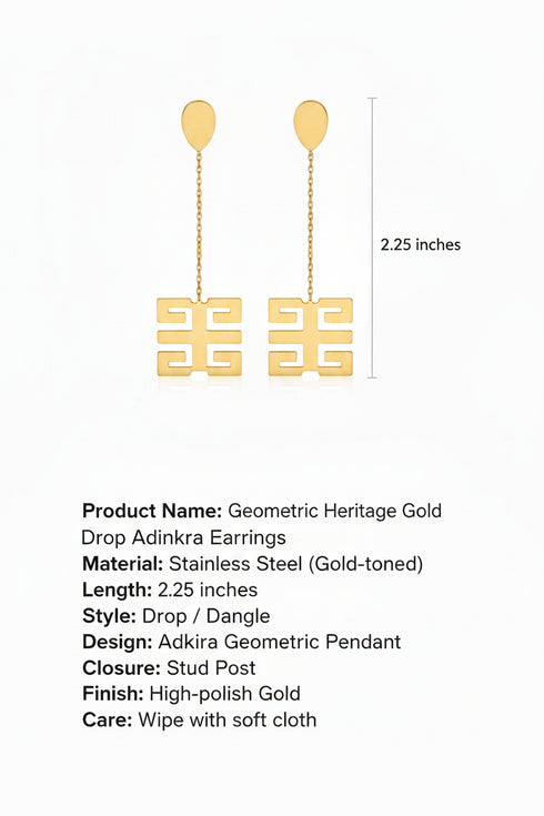 Gold square earrings on a marble surface