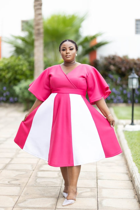 NZUBE Short Blush Radiance Fit & Flare Neoprene/Scuba Dress