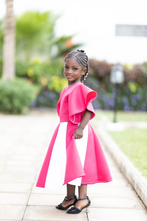 NZUBE Short Blush Radiance Fit & Flare Neoprene/Scuba Dress for Girls