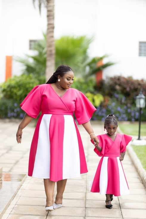 NZUBE Short Blush Radiance Fit & Flare Neoprene/Scuba Dress