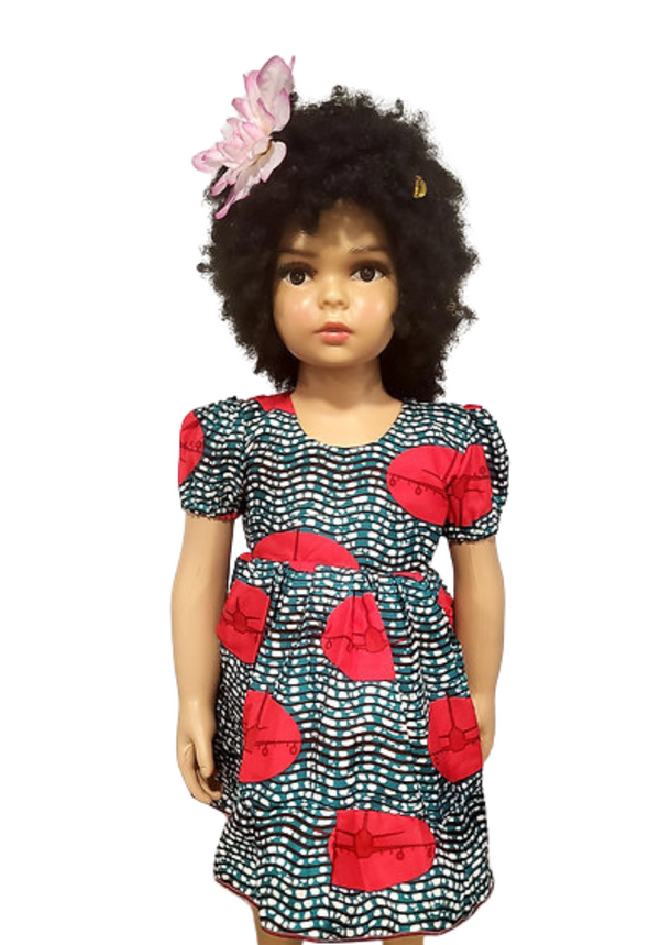 Nhyi-na Ballon sleeve Ankara/African Print Dress