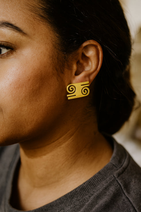 Nkyinkyim Exaggerated Adinkra Symbol Earrings –  African-Inspired Statement Jewelry for Women