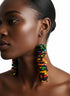 NUBIA Royale tiered chandelier Ankara button drop earrings