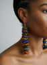 NUBIA Royale tiered chandelier Ankara button drop earrings