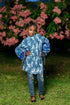 Olanna Girl's Blue & White Ankara Print High-Neck Balloon Sleeve Blouse – African Statement Top