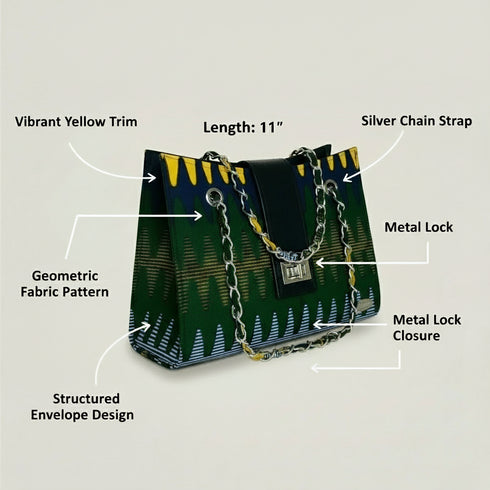 Panache Envelope Ankara/African Print / Aso-Oke Fugu Kente/ Leather Clutch / Handbag for Women
