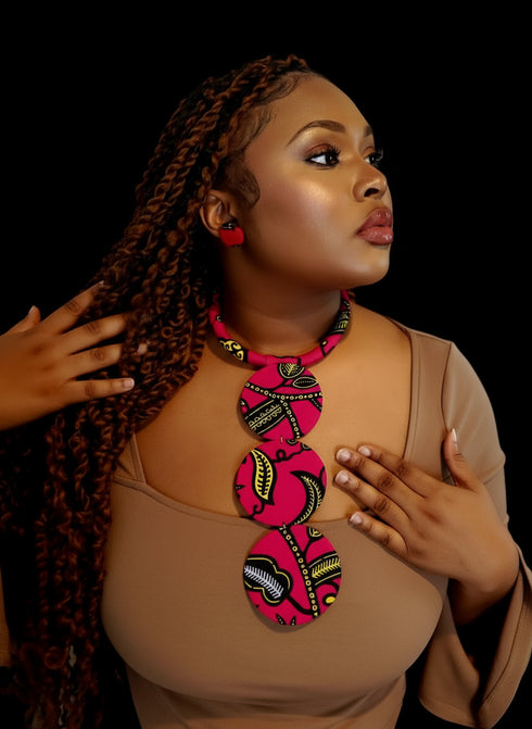 African Trio Circlet Ankara Necklace